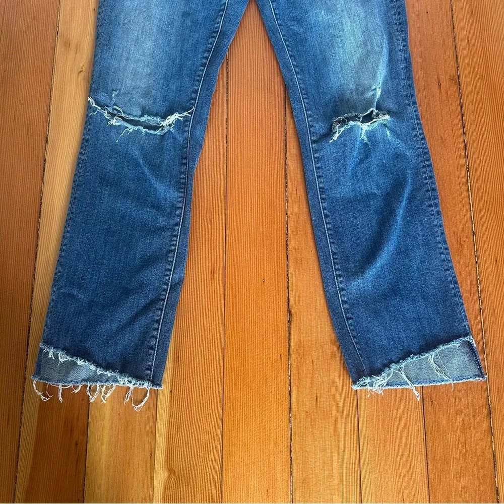 Mother Women’s The Rascal Ankle Step Fray Jeans In Field Of Dreams Wash Size 28